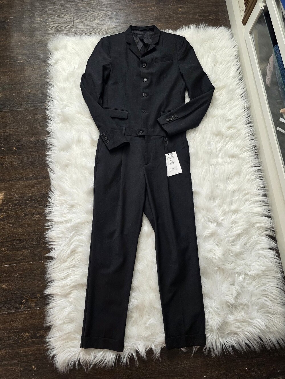 Zara Black Tailored Pantsuit with Buttoned Jacket